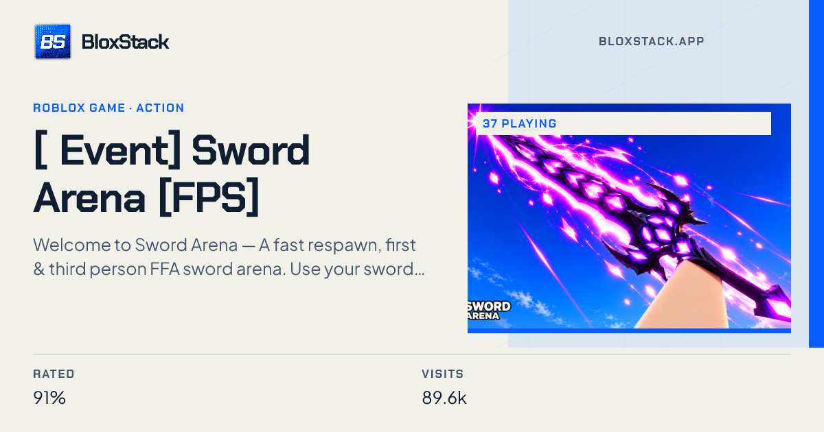 Sword Arena [FPS] on Roblox: 29 playing now | BloxStack