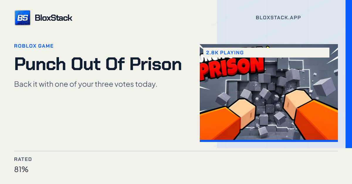 Punch Out Of Prison on Roblox: 2.7k playing now