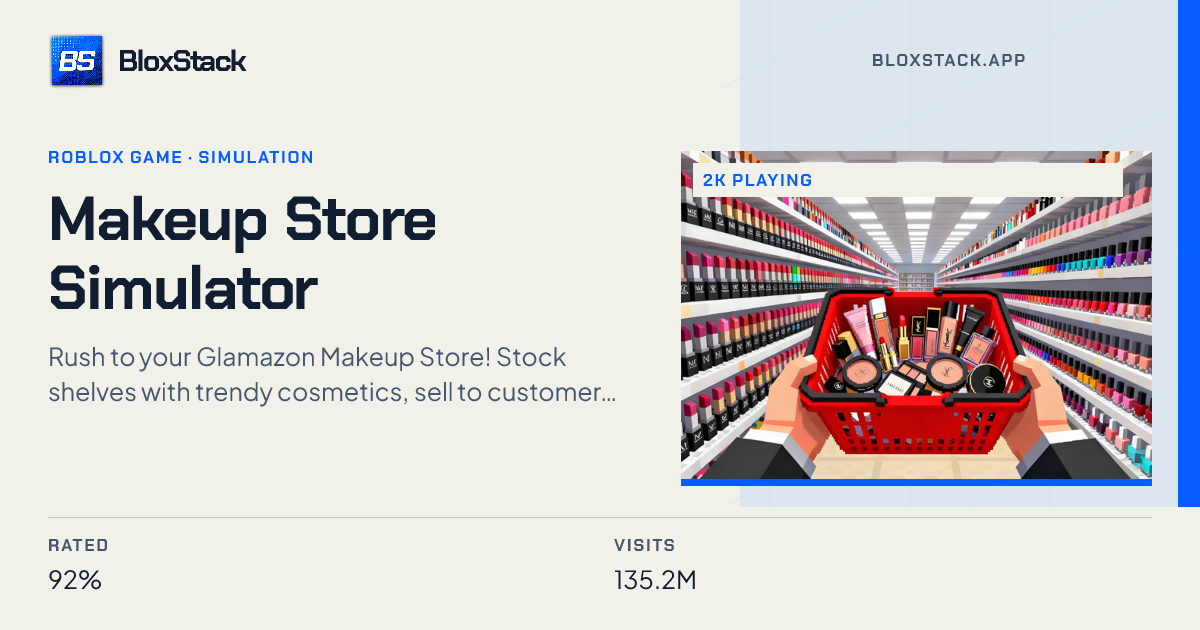 Makeup Store Simulator on Roblox: 2.1k playing now